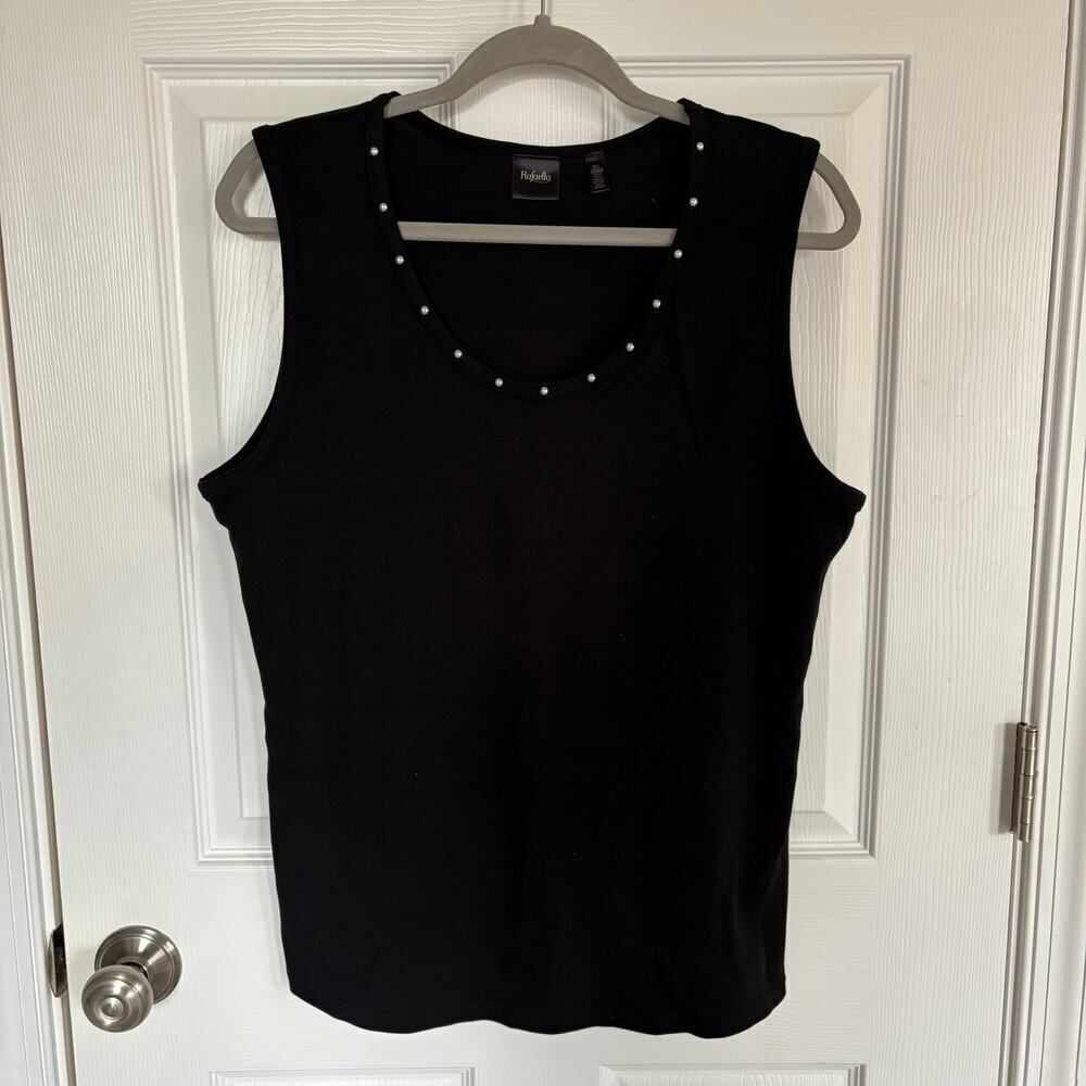 Rafaella Embellished Neck Black Tank Black XL